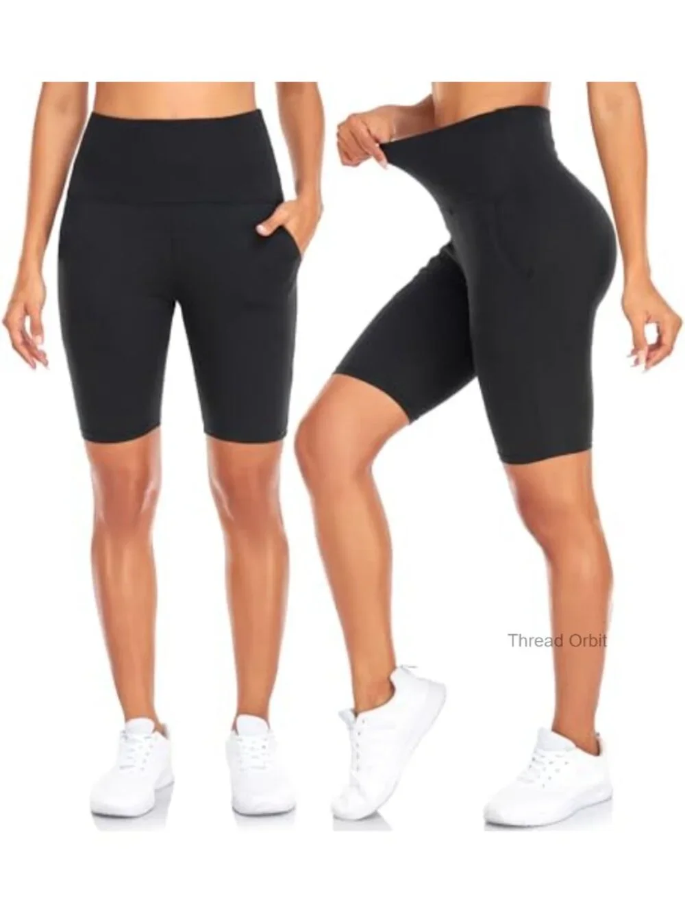 4 Pack High Waisted Biker Shorts with Pockets for Women